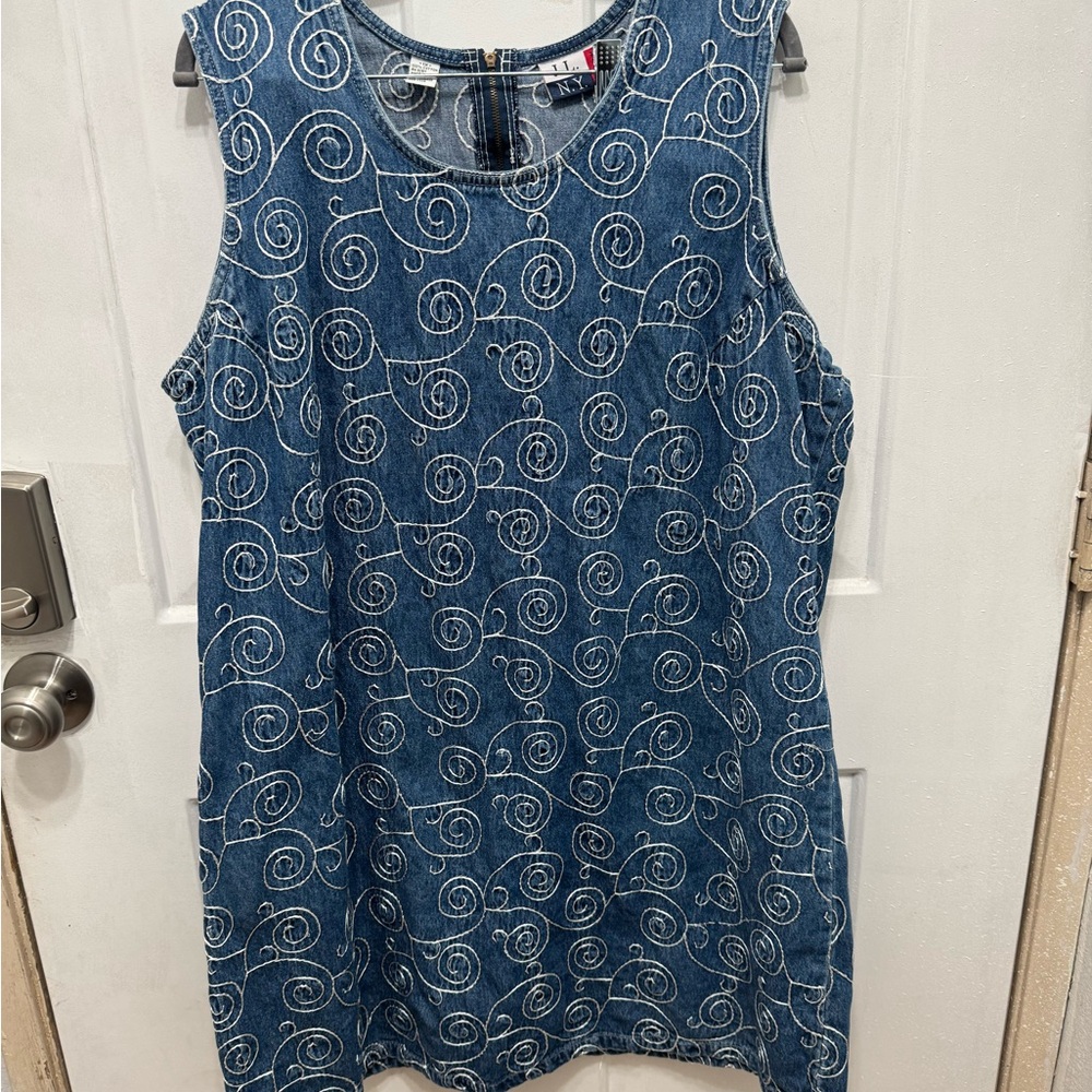 Blue Swirl Pattern Midi Dress
